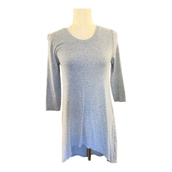 Joan Vass Knit Hi Lo Mini Dress~Size Small~Heather Grey Short Sleeve Artsy L6 22 - Picture 2 of 7